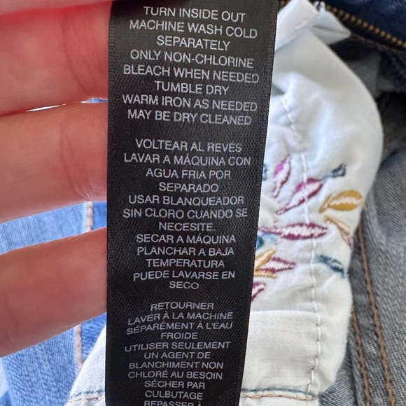 White House Black Market Slim Crop Jeans Size 10 Embroidered Casual Stretch Cuff - Picture 10 of 16